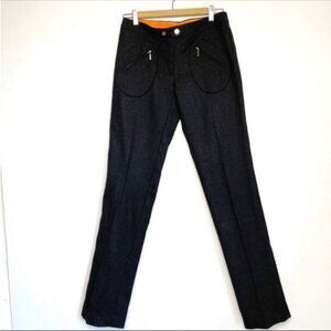 Tory Burch Gray 100% Wool Cargo Zip Pockets Straight Leg Trouser Pants size 4